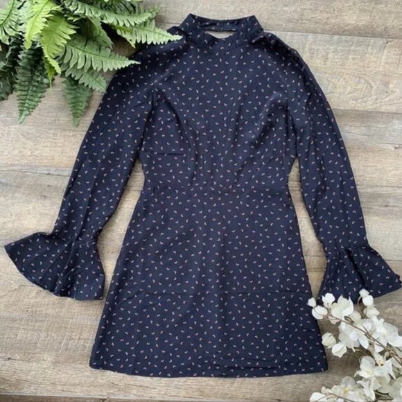 J.O.A Navy Mockneck Dress Size Small - Picture 1 of 8